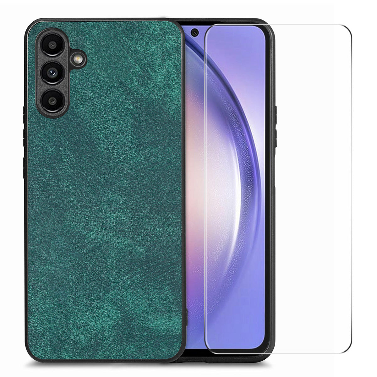 ENKAY HAT PRINCE For Samsung Galaxy A54 5G Retro PU Leather PC Phone Case with High Aluminium-silicon Glass Film ENKAY HAT PRINCE For Samsung Galaxy A54 5G Retro PU Leather PC Phone Case with High Aluminium-silicon Glass Film
